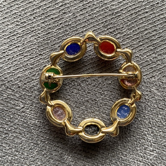Scarab Brooch Pin Multicolor Gold Tone - Picture 3 of 15